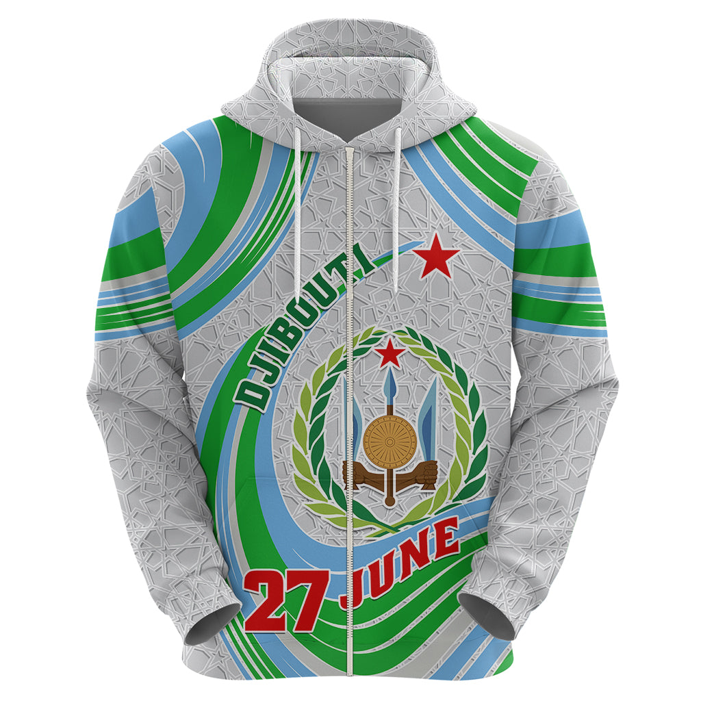 Custom 27 June Djibouti Independence Day Hoodie Jabuuti Emblem Mix Islamic Pattern LT01