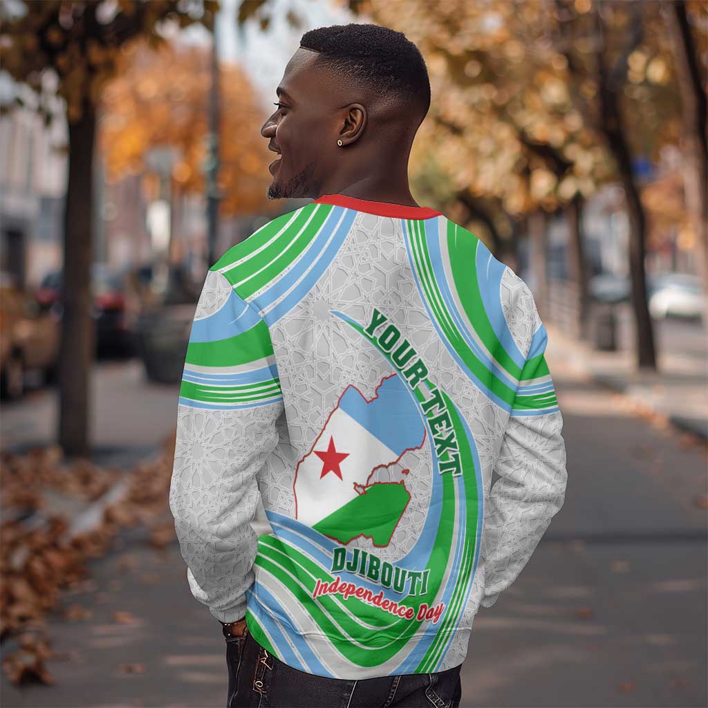 Custom Djibouti Independence Day Sweatshirt - June 27, Jabuuti Emblem with Islamic Pattern LT01