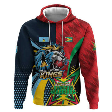 Custom Cricket Match 2025 Hoodie Amazon Warriors Guyana Vs Kings St Lucia LT01