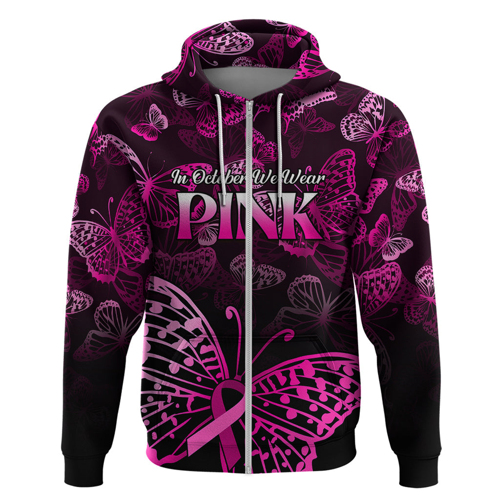 Personalised In October We Wear Pink Hoodie Breast Cancer Awareness LT01