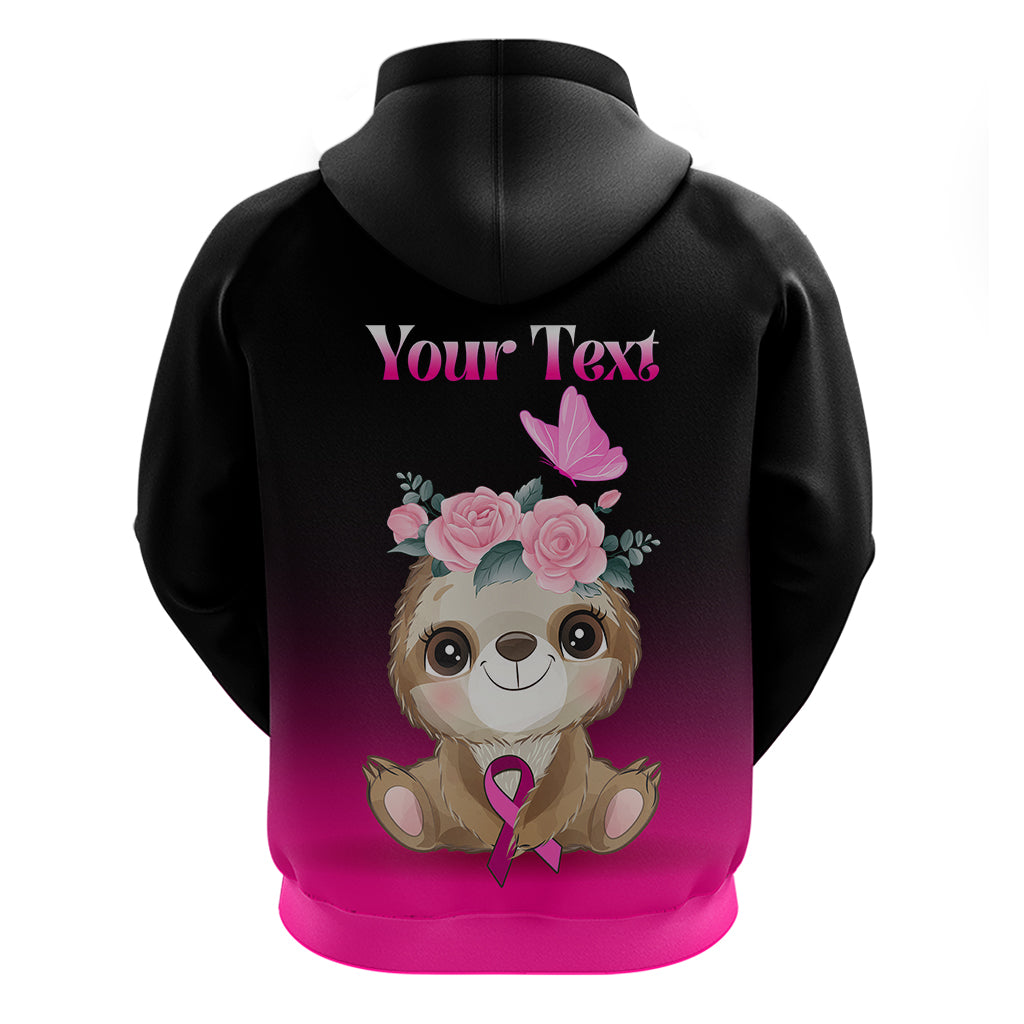 Personalised Hope Love Cure Hoodie Sloth Breast Cancer Awareness LT01