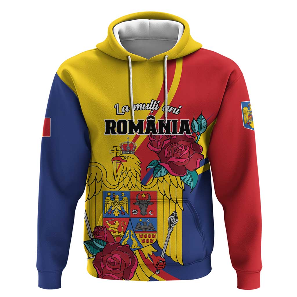 Personalized Romania Independence Day Hoodie Golden Eagle With Roses LT01