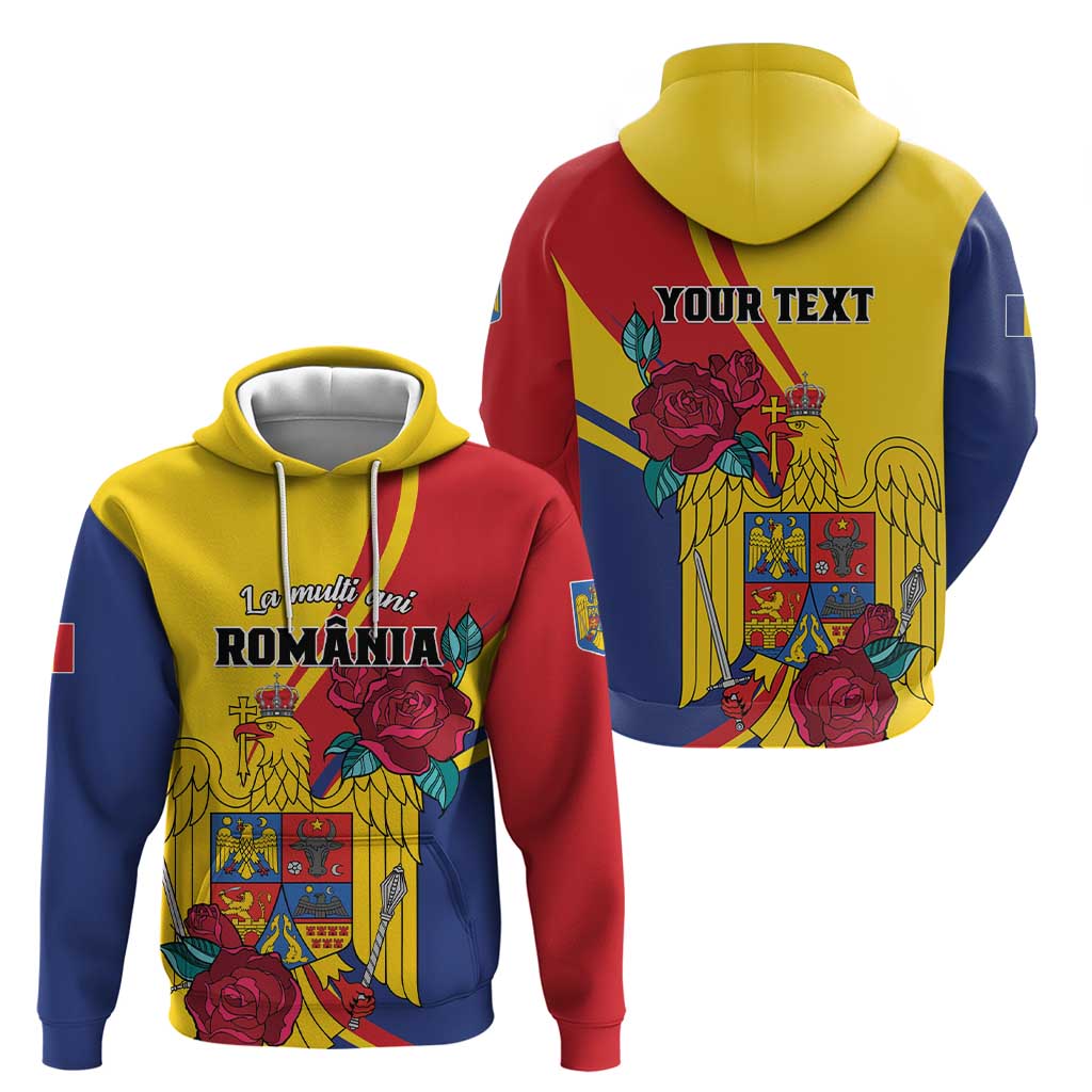 Personalized Romania Independence Day Hoodie Golden Eagle With Roses LT01