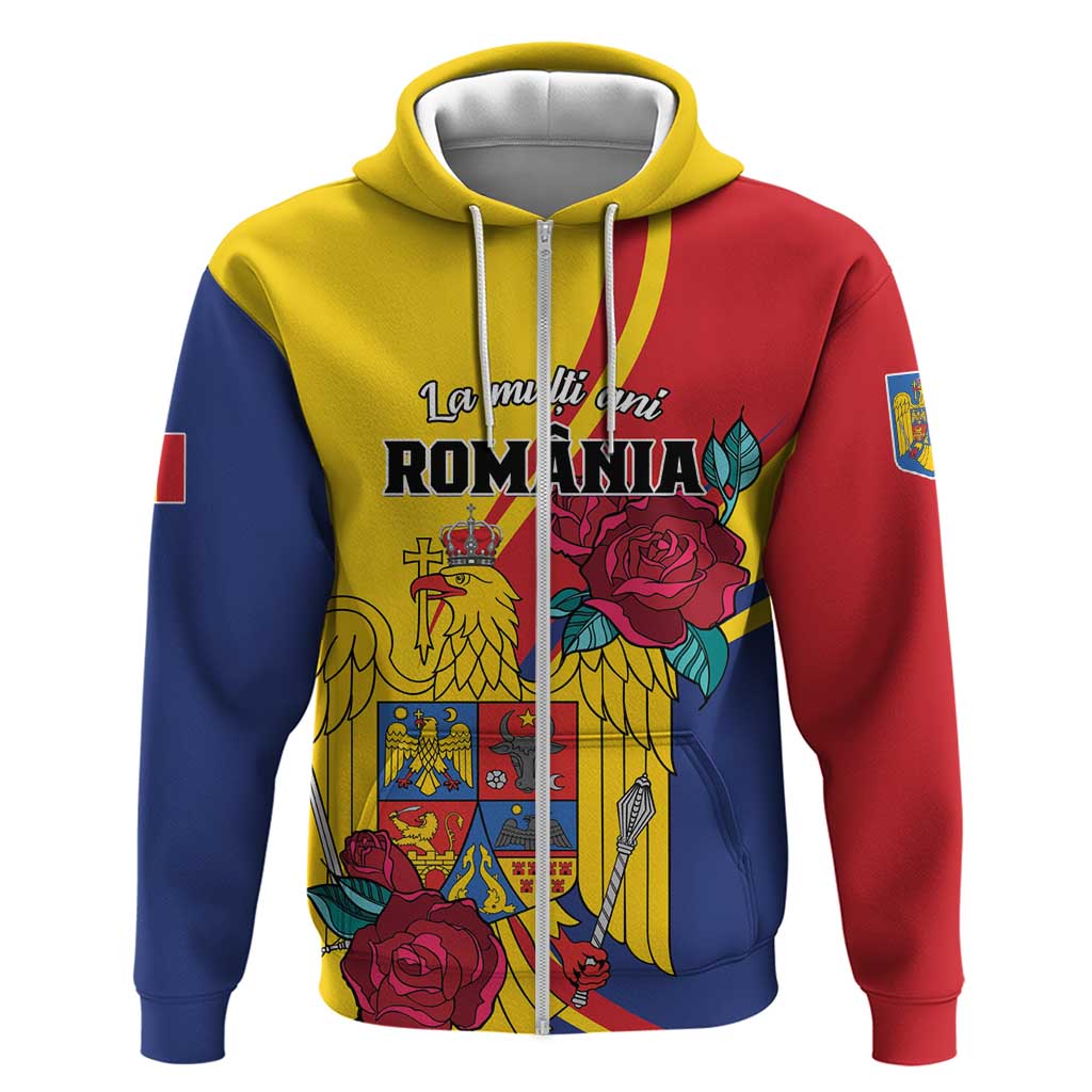 Personalized Romania Independence Day Hoodie Golden Eagle With Roses LT01