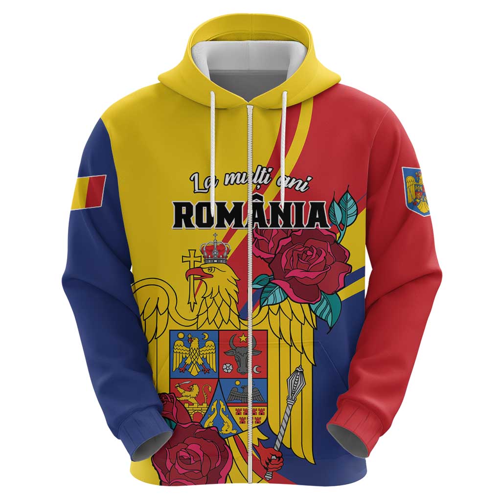 Personalized Romania Independence Day Hoodie Golden Eagle With Roses LT01