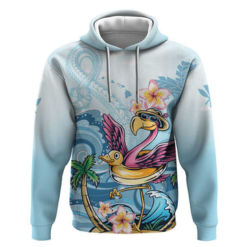 Hawaii Flamingo Hoodie Plumeria Tropical Beach LT01