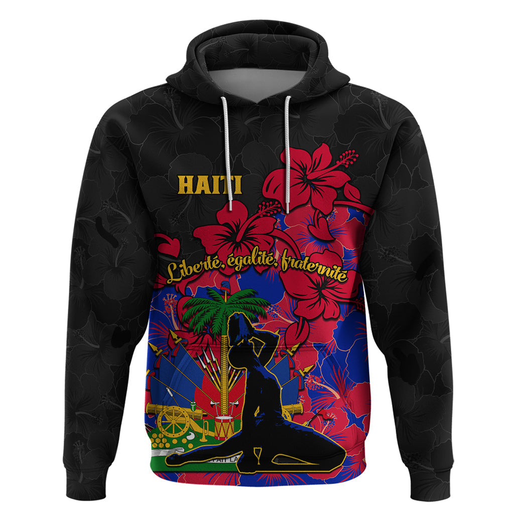Haiti Independence Day Hoodie Hibiscus Neg Marron LT01