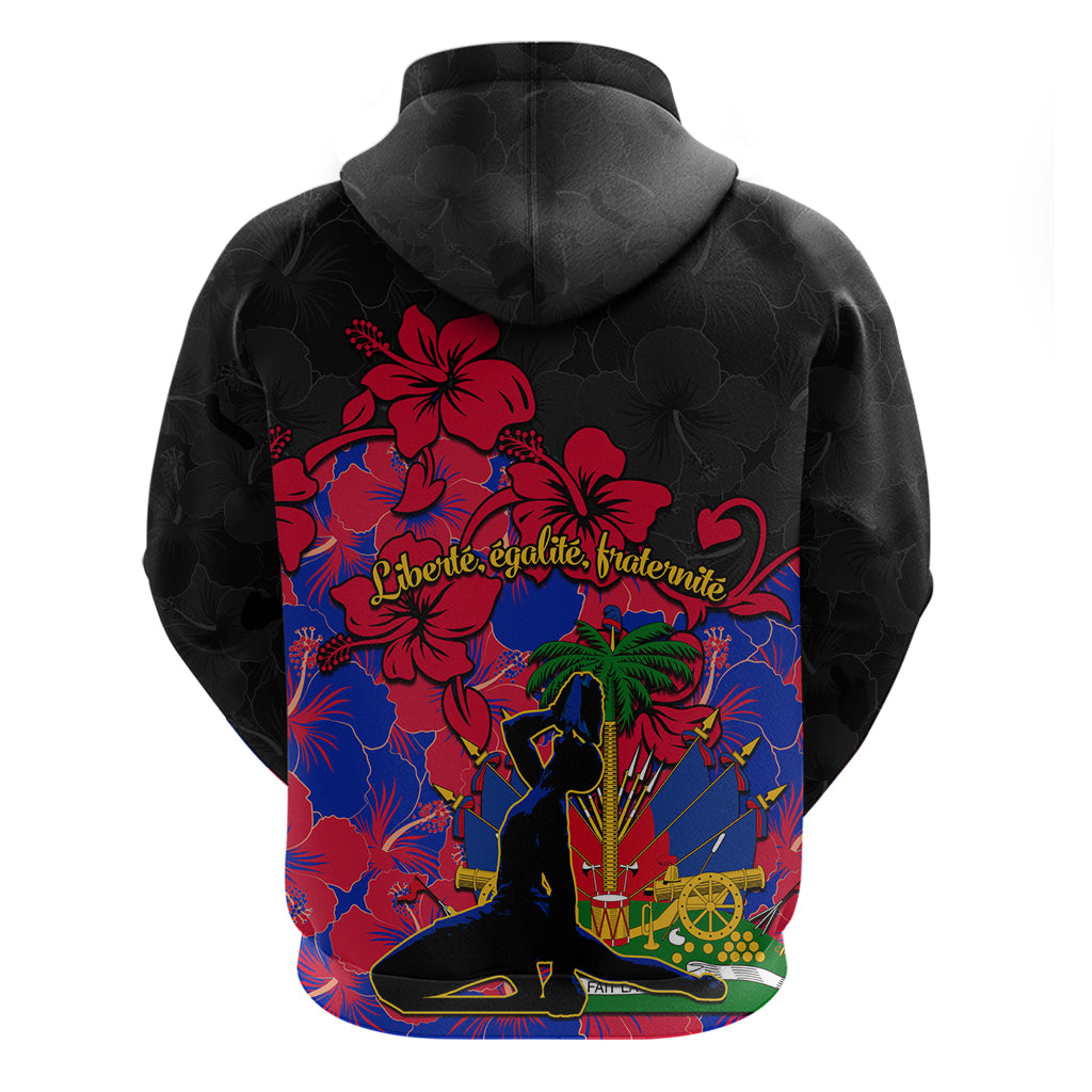 Haiti Independence Day Hoodie Hibiscus Neg Marron LT01
