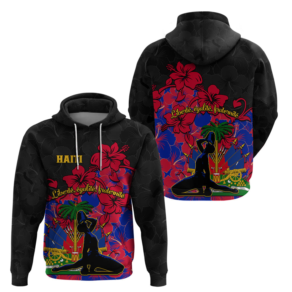 Haiti Independence Day Hoodie Hibiscus Neg Marron LT01