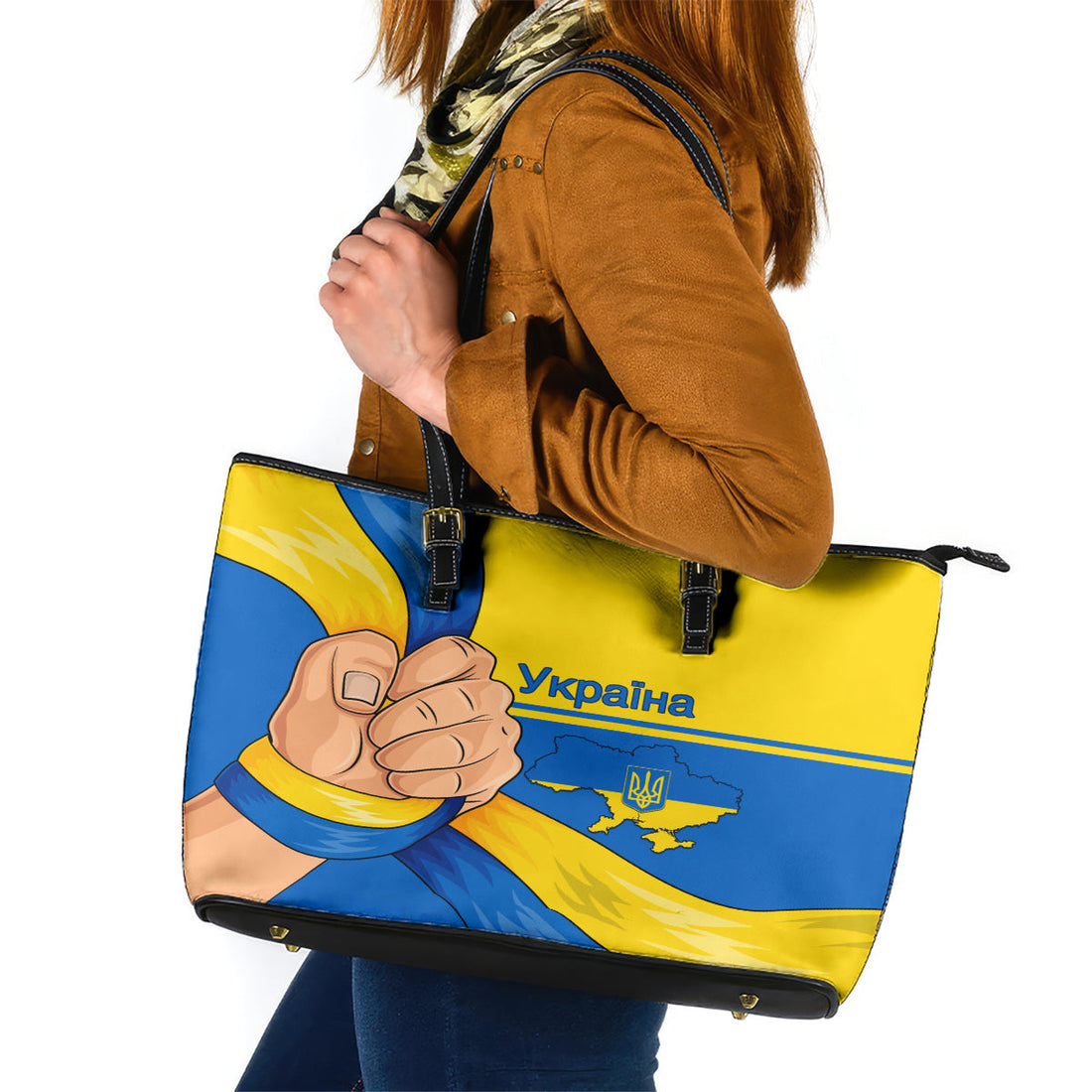 Ukraine Unity Day Leather Tote Bag Ukrainian Unification Act LT01