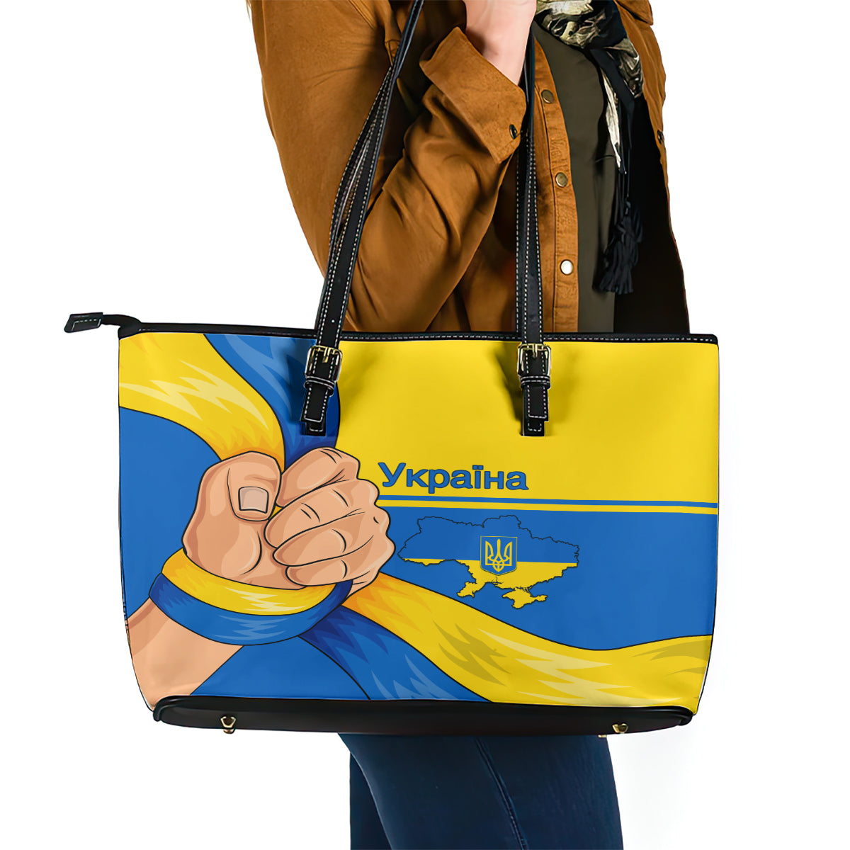 Ukraine Unity Day Leather Tote Bag Ukrainian Unification Act LT01