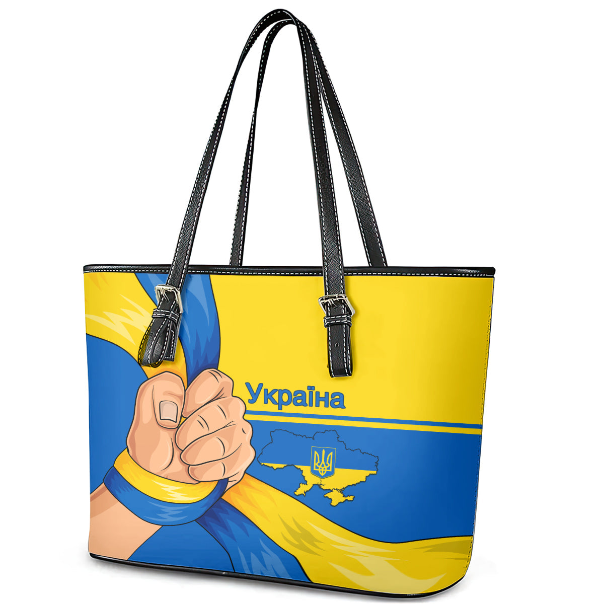 Ukraine Unity Day Leather Tote Bag Ukrainian Unification Act LT01