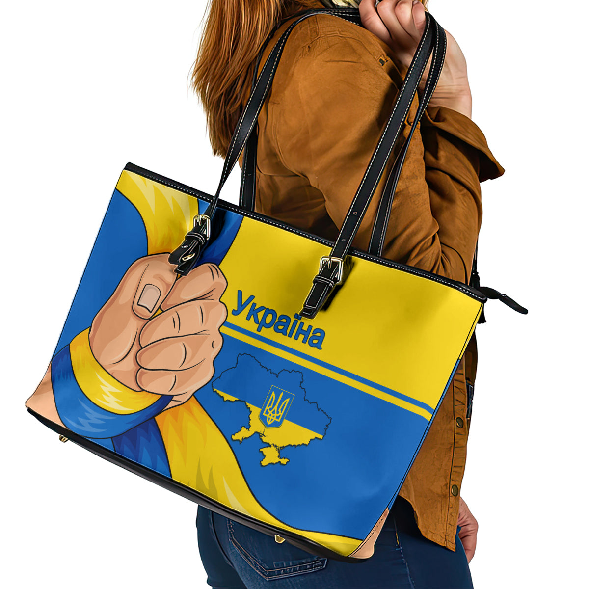 Ukraine Unity Day Leather Tote Bag Ukrainian Unification Act LT01