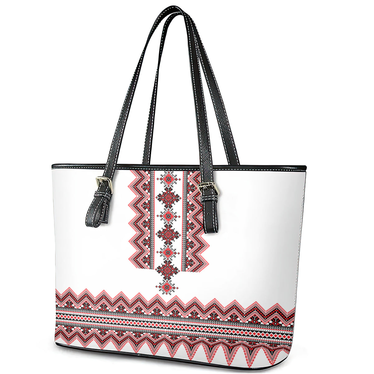 Ukraine Folk Pattern Leather Tote Bag Ukrainian Traditional Version LT01