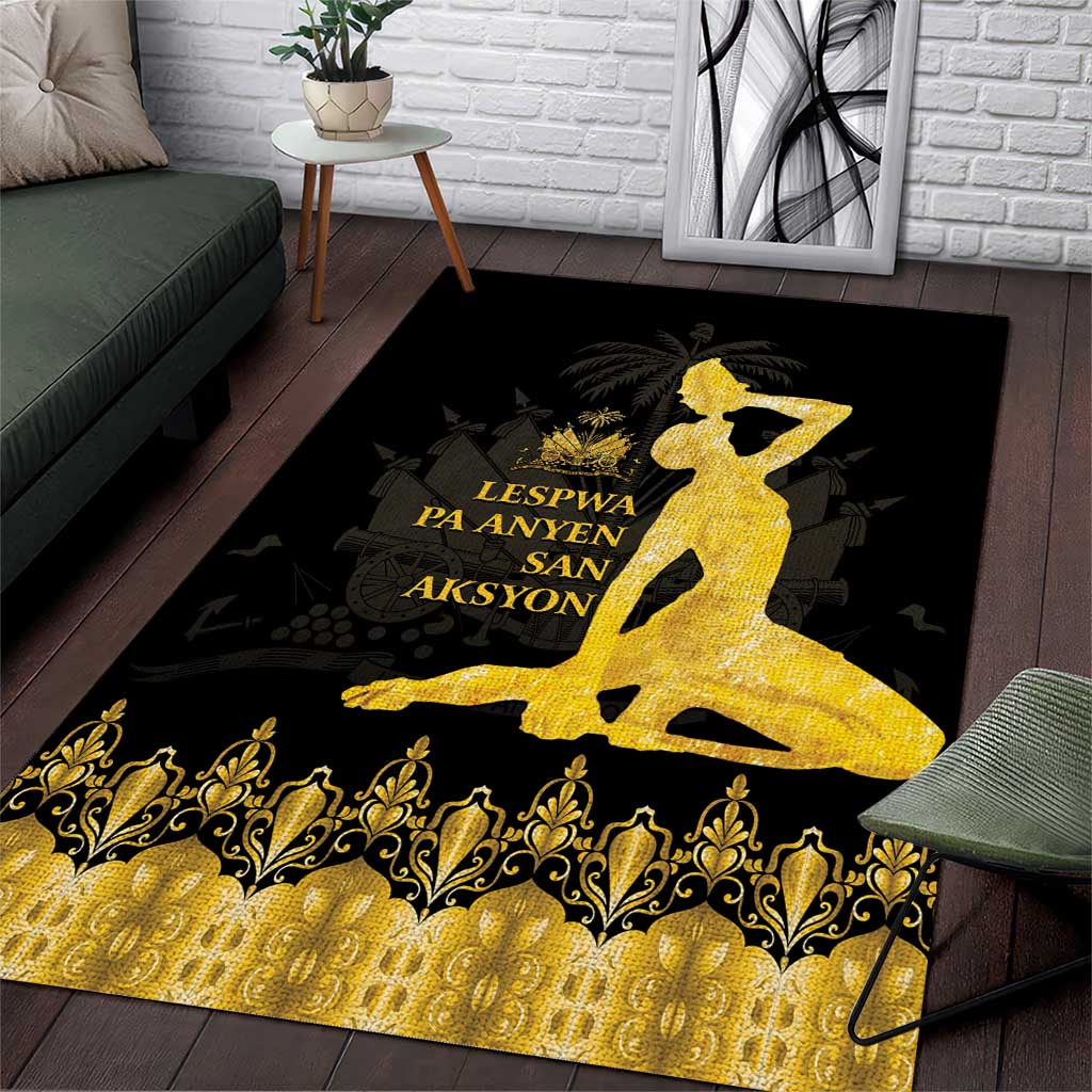 Haiti Neg Marron Area Rug Lespwa pa anyen san aksyon - Gold LT01