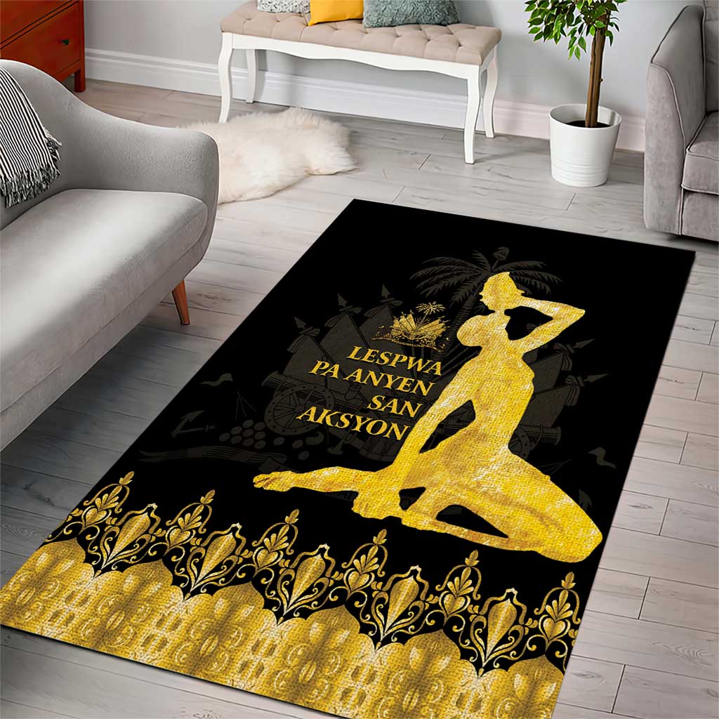 Haiti Neg Marron Area Rug Lespwa pa anyen san aksyon - Gold LT01