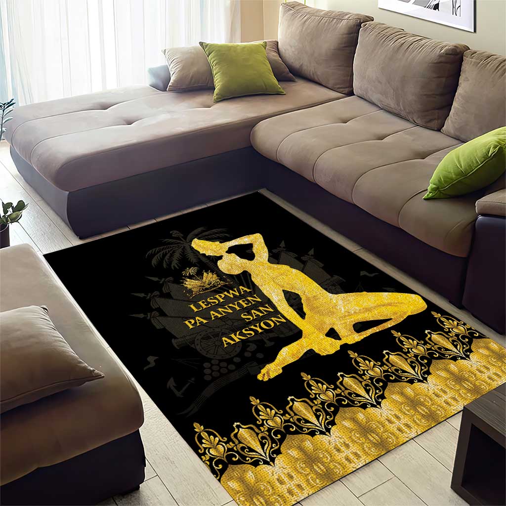 Haiti Neg Marron Area Rug Lespwa pa anyen san aksyon - Gold LT01