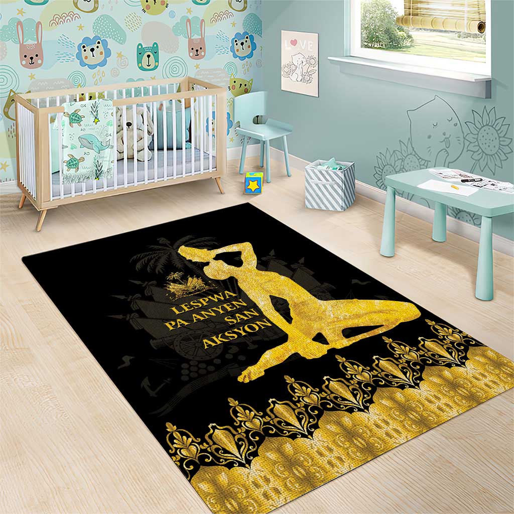 Haiti Neg Marron Area Rug Lespwa pa anyen san aksyon - Gold LT01