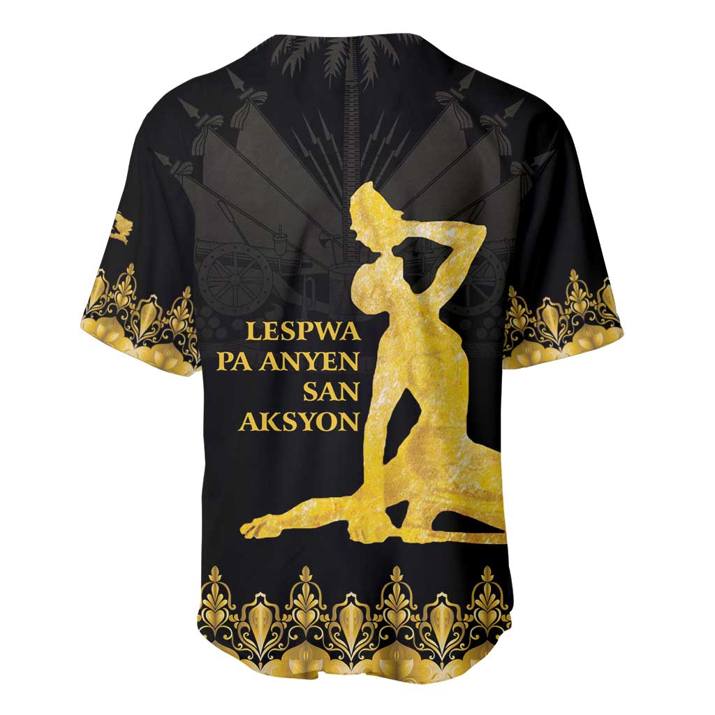 Haiti Neg Marron Baseball Jersey Lespwa pa anyen san aksyon - Gold LT01