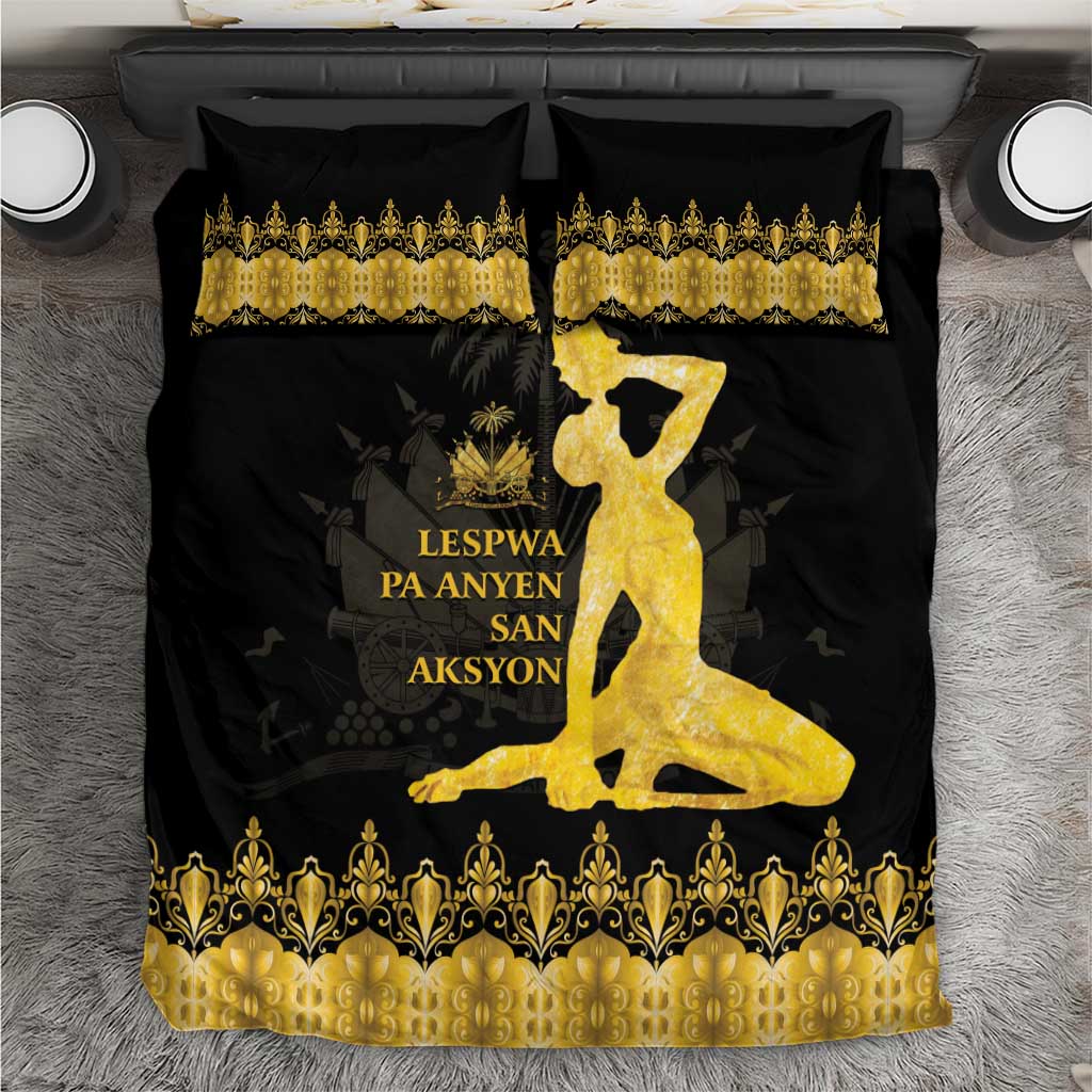 Haiti Neg Marron Bedding Set Lespwa pa anyen san aksyon - Gold LT01