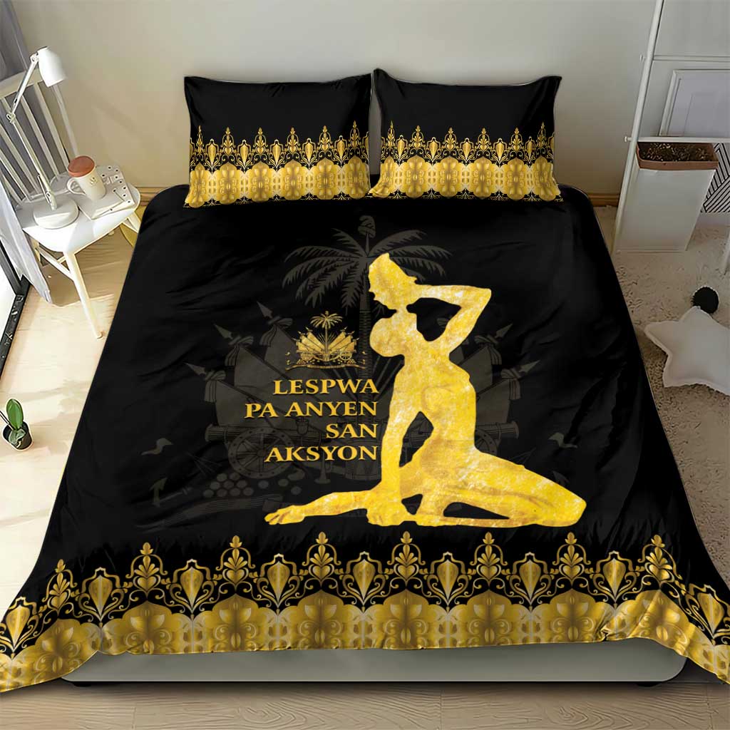 Haiti Neg Marron Bedding Set Lespwa pa anyen san aksyon - Gold LT01