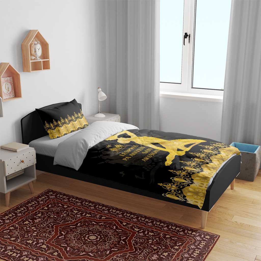 Haiti Neg Marron Bedding Set Lespwa pa anyen san aksyon - Gold LT01