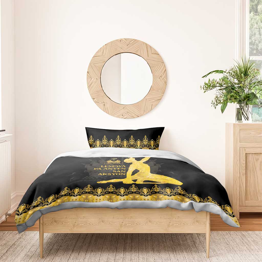 Haiti Neg Marron Bedding Set Lespwa pa anyen san aksyon - Gold LT01