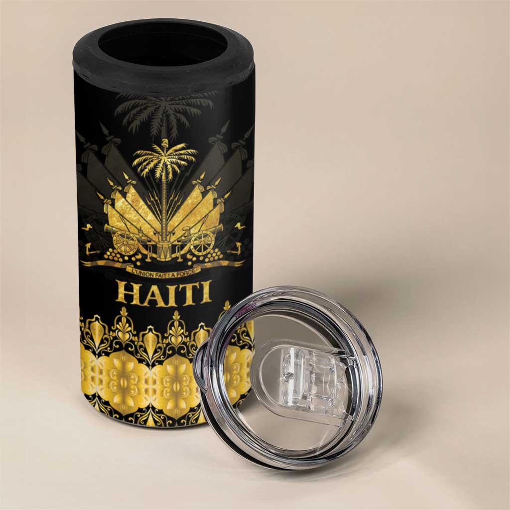 Haiti Neg Marron 4 in 1 Can Cooler Tumbler Lespwa pa anyen san aksyon - Gold LT01