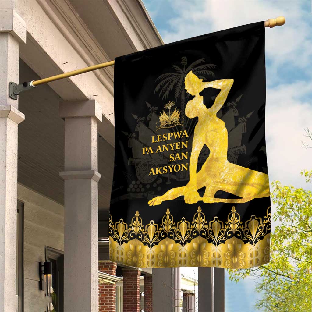 Haiti Neg Marron Garden Flag Lespwa pa anyen san aksyon - Gold LT01