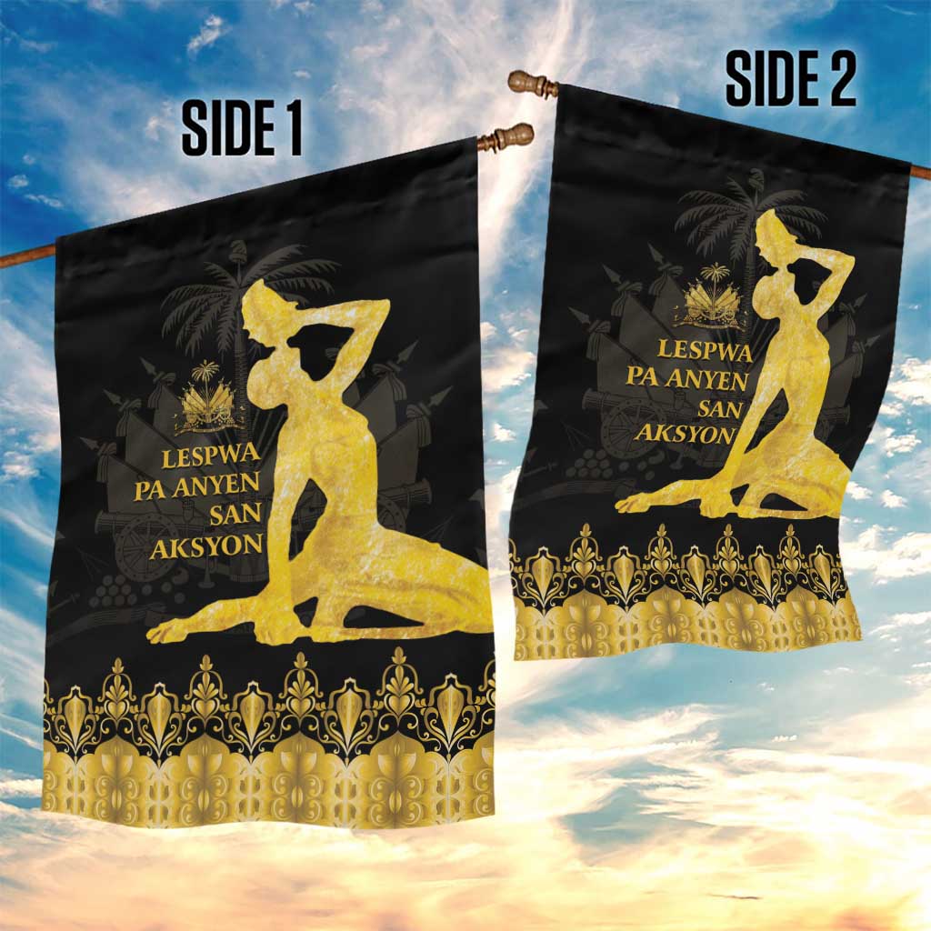 Haiti Neg Marron Garden Flag Lespwa pa anyen san aksyon - Gold LT01