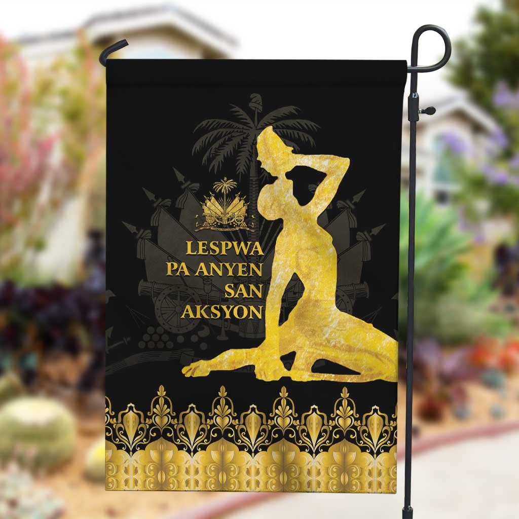 Haiti Neg Marron Garden Flag Lespwa pa anyen san aksyon - Gold LT01