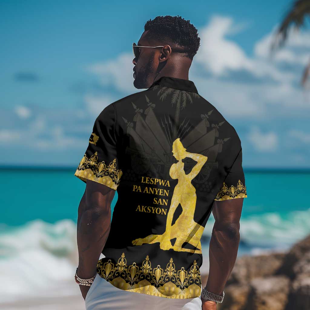 Haiti Neg Marron Hawaiian Shirt Lespwa pa anyen san aksyon - Gold LT01