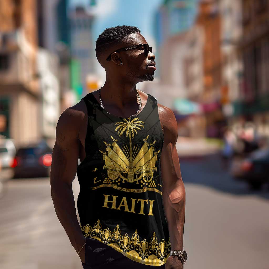 Haiti Neg Marron Men Tank Top Lespwa pa anyen san aksyon - Gold LT01