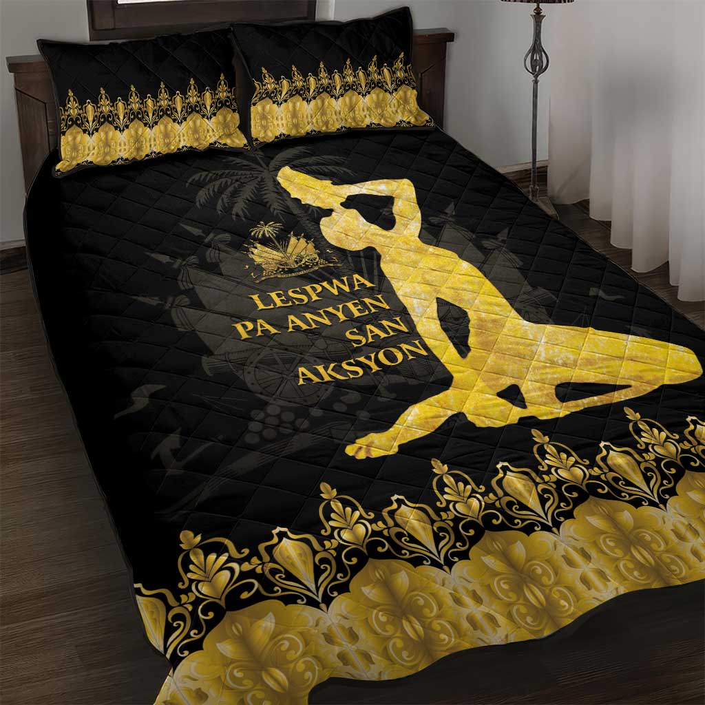 Haiti Neg Marron Quilt Bed Set Lespwa pa anyen san aksyon - Gold LT01