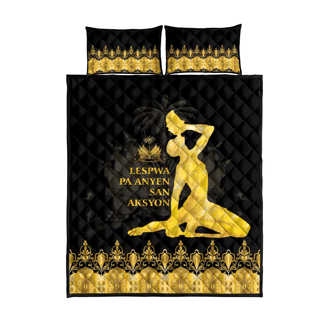 Haiti Neg Marron Quilt Bed Set Lespwa pa anyen san aksyon - Gold LT01