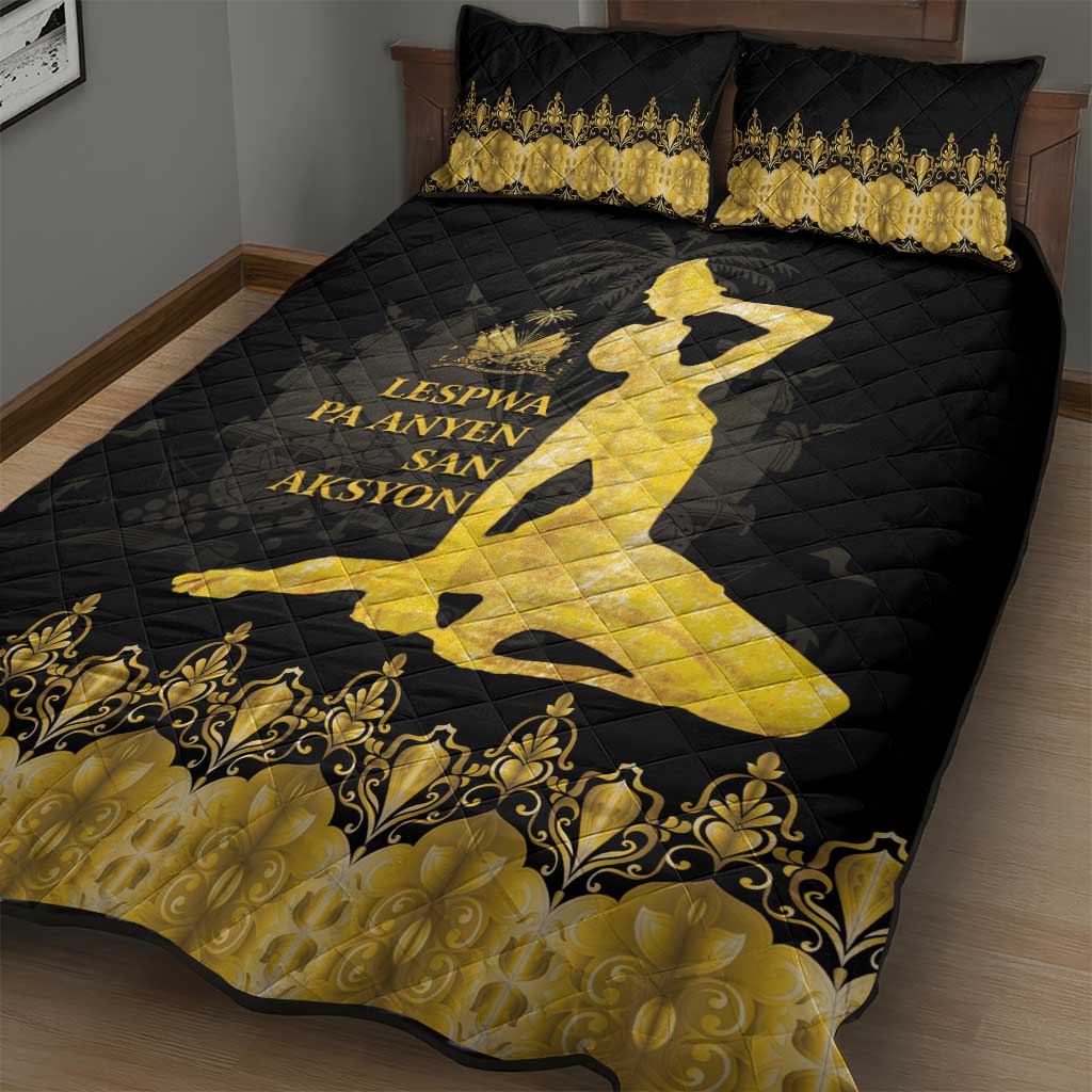Haiti Neg Marron Quilt Bed Set Lespwa pa anyen san aksyon - Gold LT01