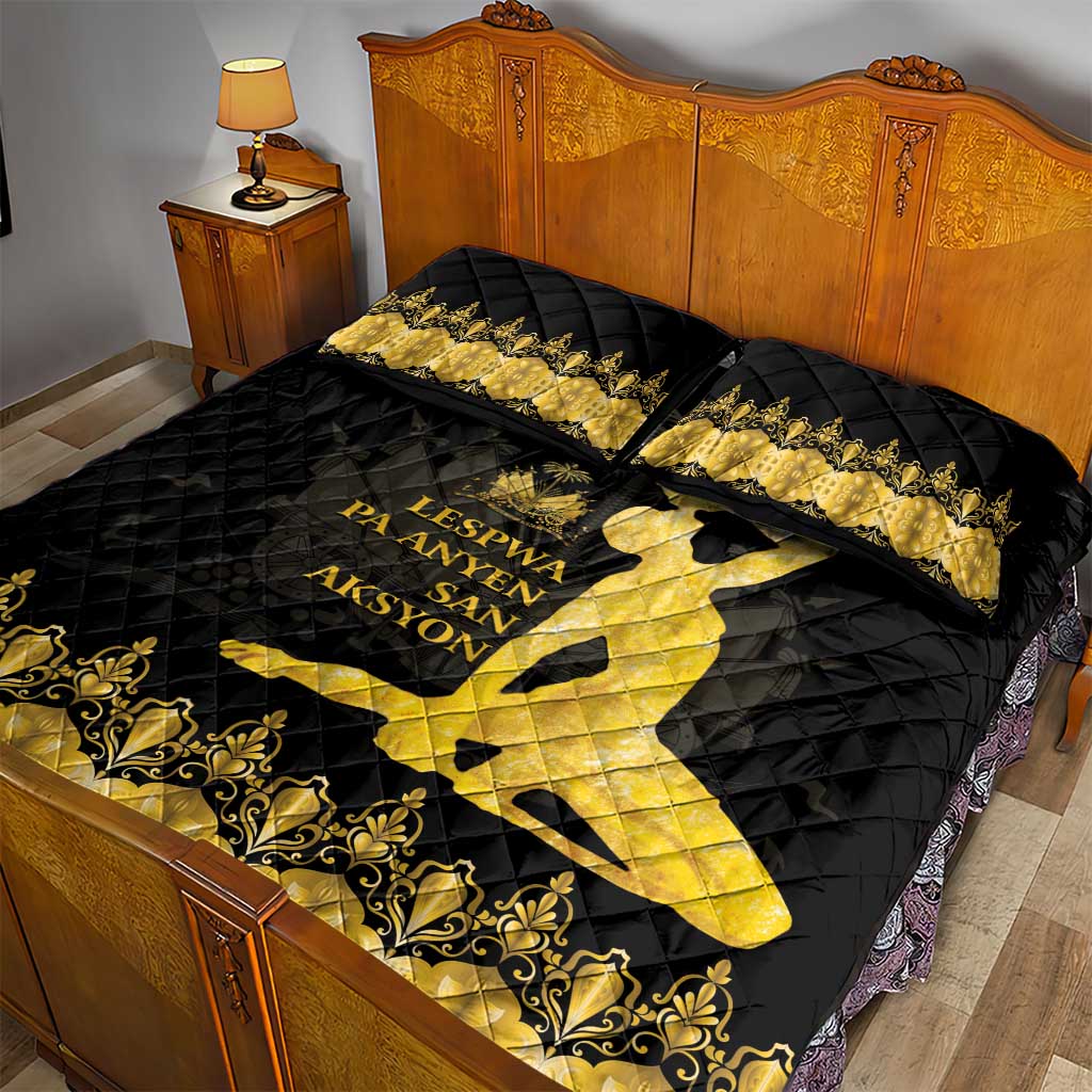 Haiti Neg Marron Quilt Bed Set Lespwa pa anyen san aksyon - Gold LT01