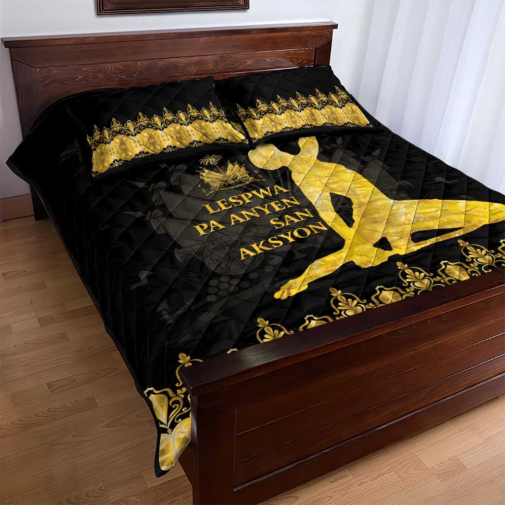 Haiti Neg Marron Quilt Bed Set Lespwa pa anyen san aksyon - Gold LT01