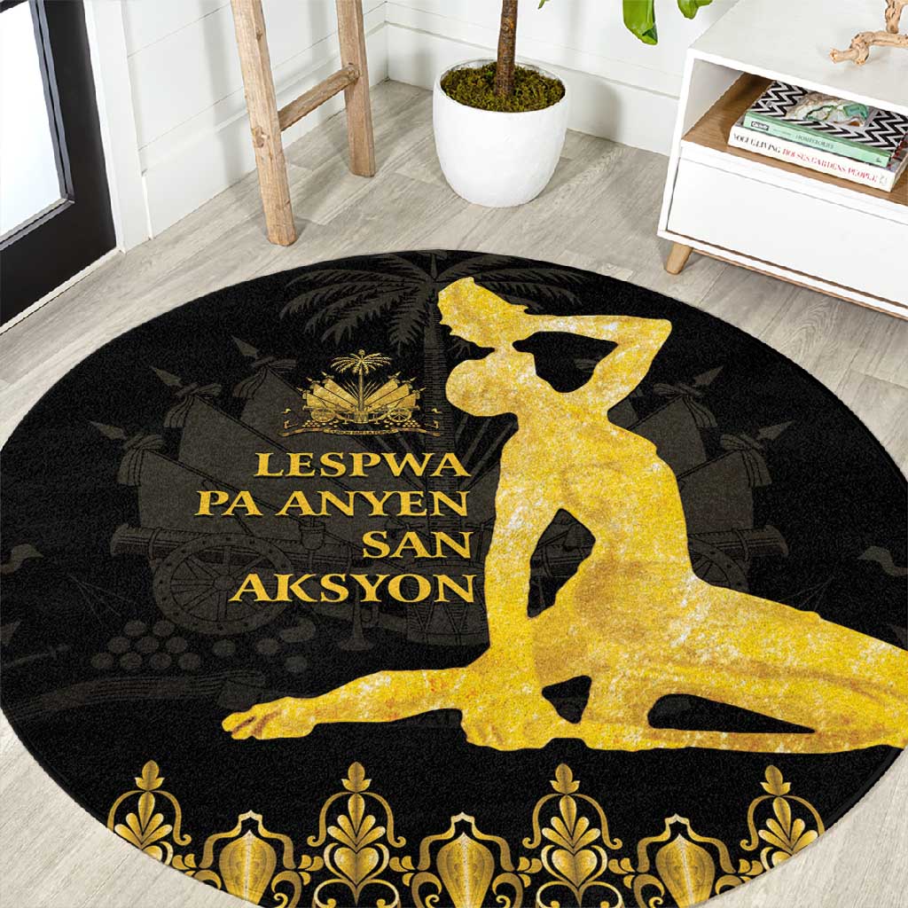 Haiti Neg Marron Round Carpet Lespwa pa anyen san aksyon - Gold LT01