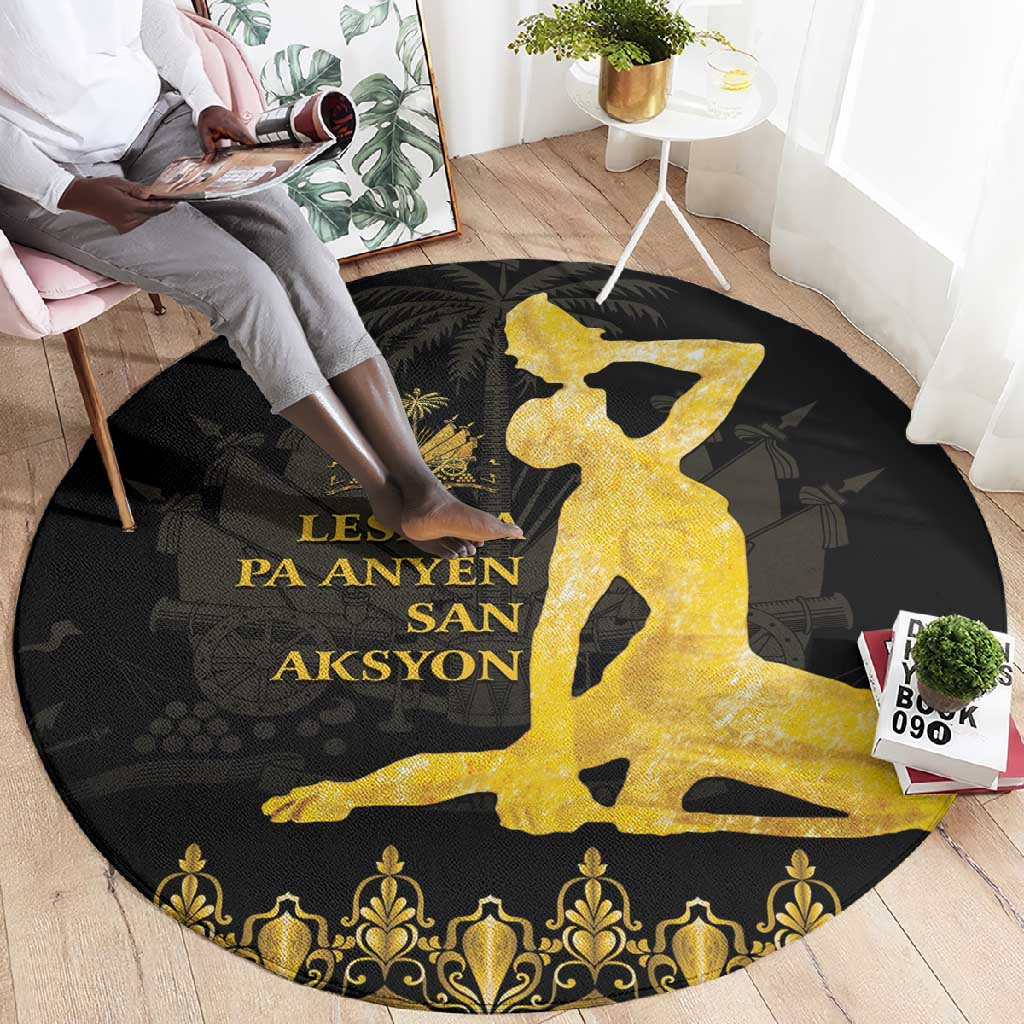 Haiti Neg Marron Round Carpet Lespwa pa anyen san aksyon - Gold LT01