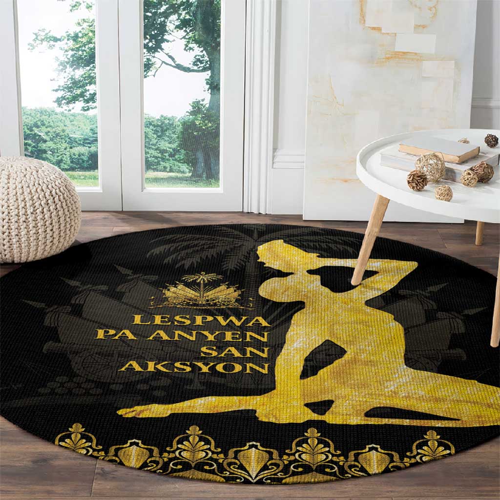 Haiti Neg Marron Round Carpet Lespwa pa anyen san aksyon - Gold LT01