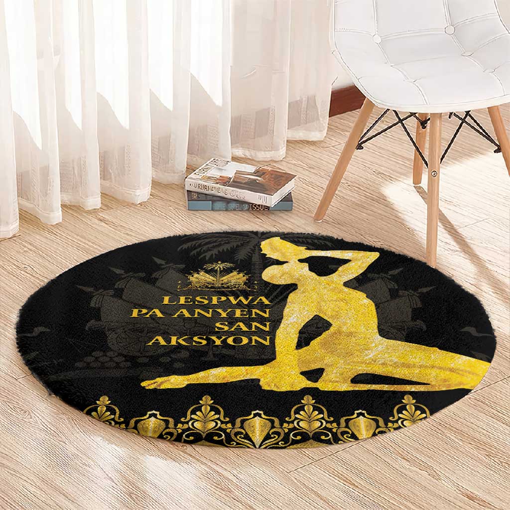Haiti Neg Marron Round Carpet Lespwa pa anyen san aksyon - Gold LT01