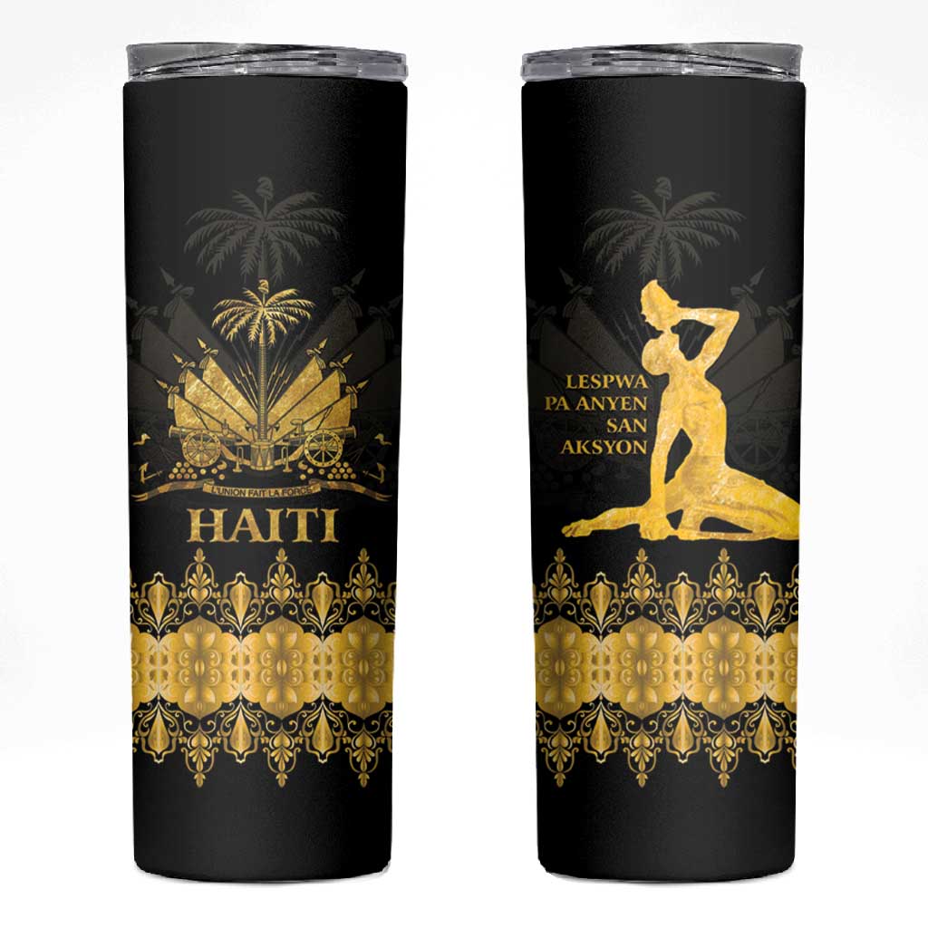 Haiti Neg Marron Skinny Tumbler Lespwa pa anyen san aksyon - Gold LT01