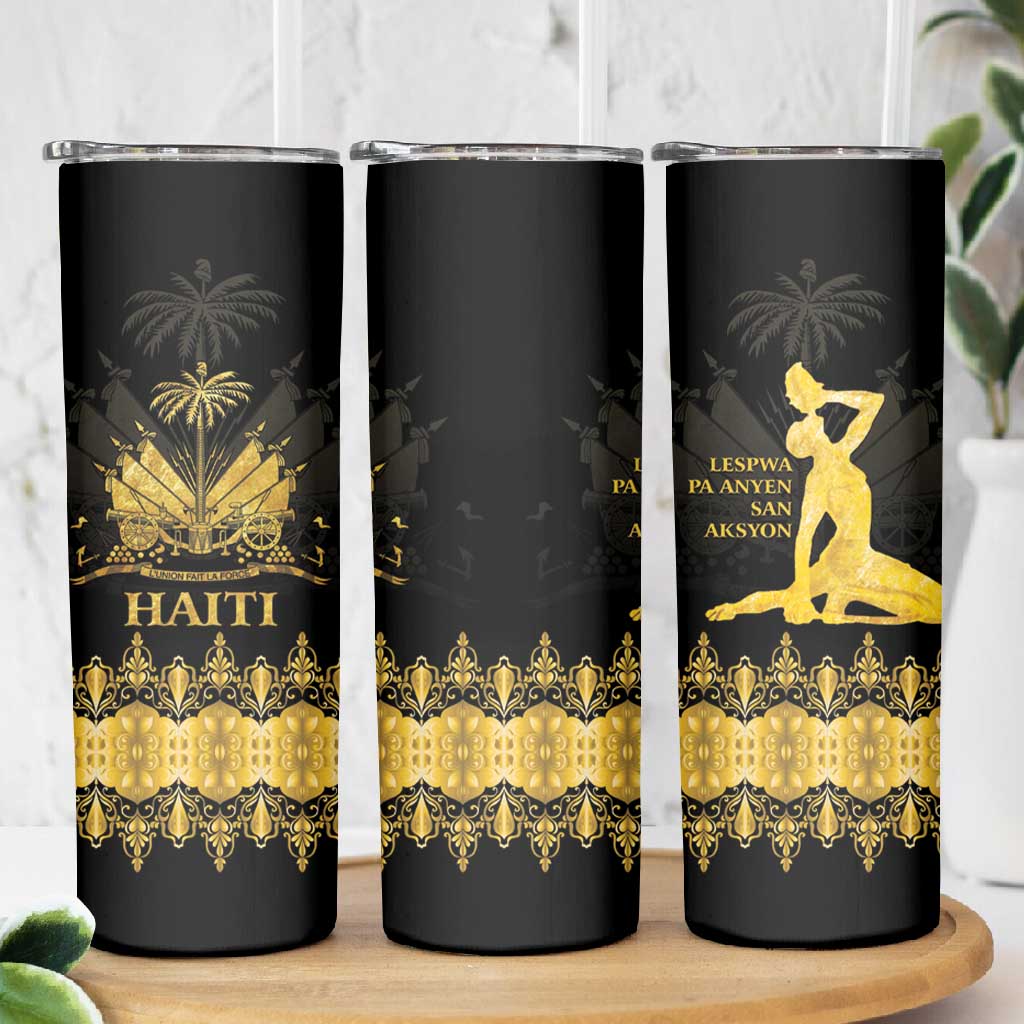 Haiti Neg Marron Skinny Tumbler Lespwa pa anyen san aksyon - Gold LT01