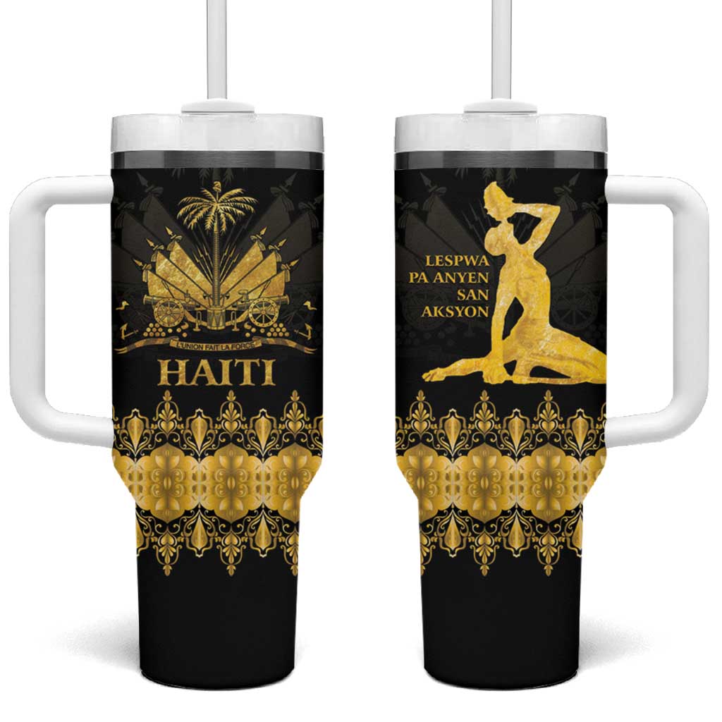 Haiti Neg Marron Tumbler With Handle Lespwa pa anyen san aksyon - Gold LT01
