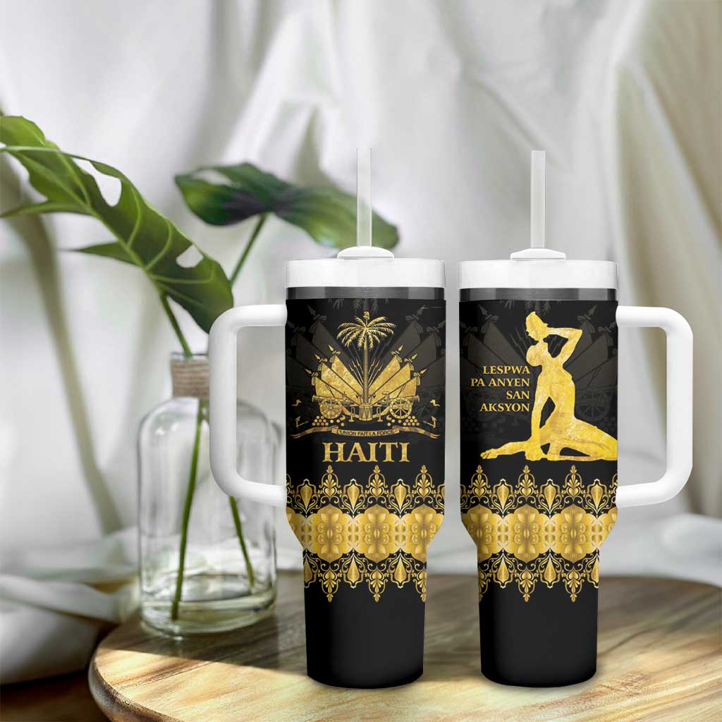 Haiti Neg Marron Tumbler With Handle Lespwa pa anyen san aksyon - Gold LT01