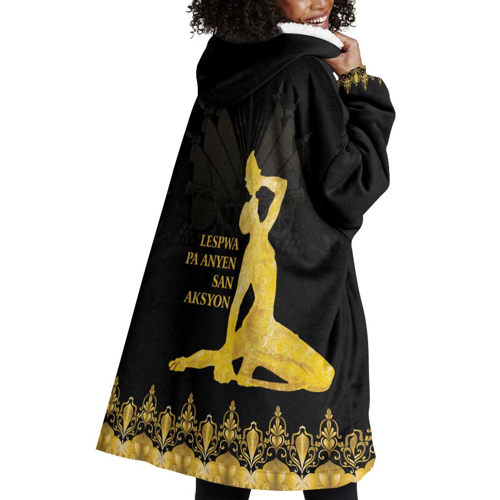 Haiti Neg Marron Wearable Blanket Hoodie Lespwa pa anyen san aksyon - Gold LT01