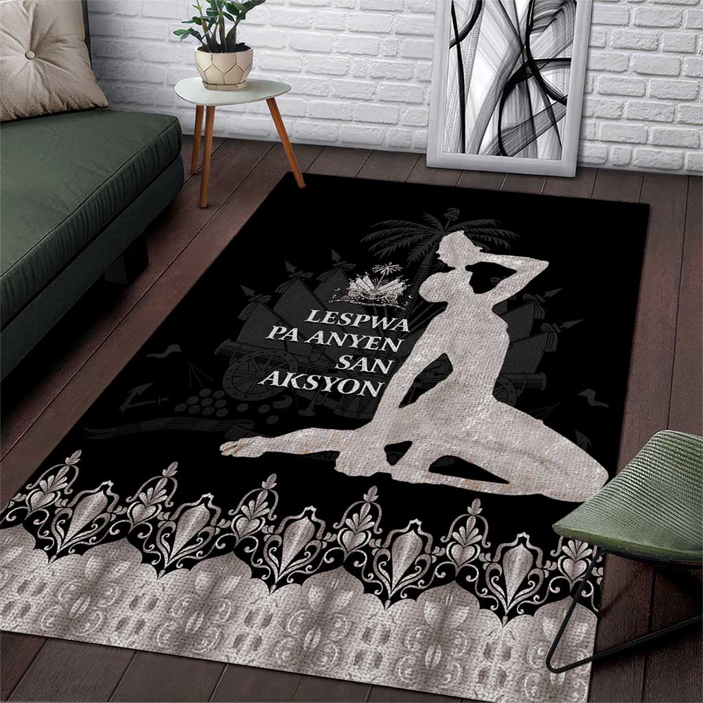 Haiti Neg Marron Area Rug Hope is Nothing Without Action - Silver LT01