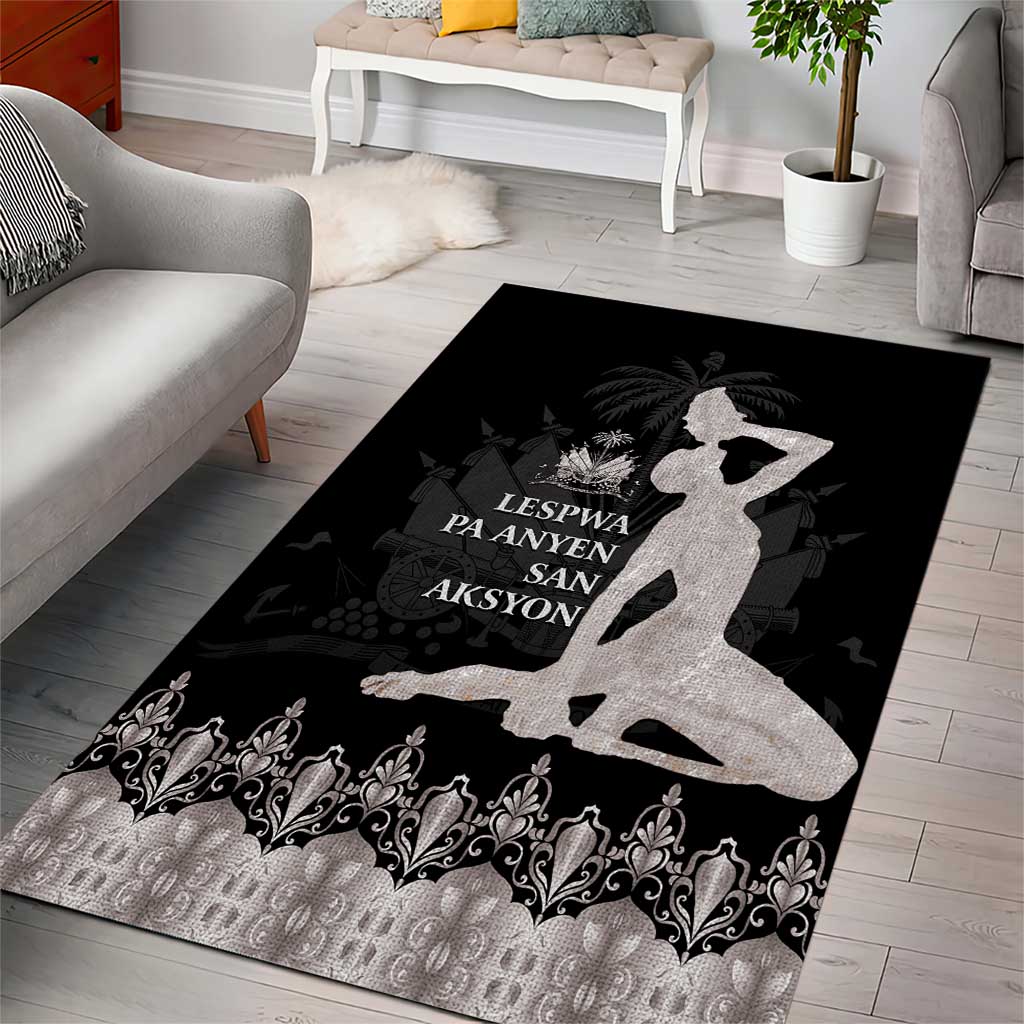 Haiti Neg Marron Area Rug Hope is Nothing Without Action - Silver LT01