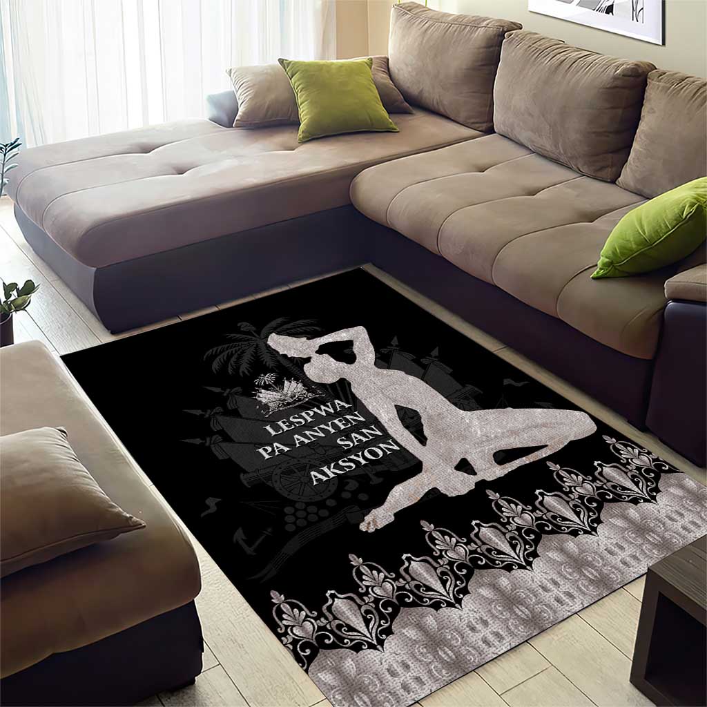 Haiti Neg Marron Area Rug Hope is Nothing Without Action - Silver LT01